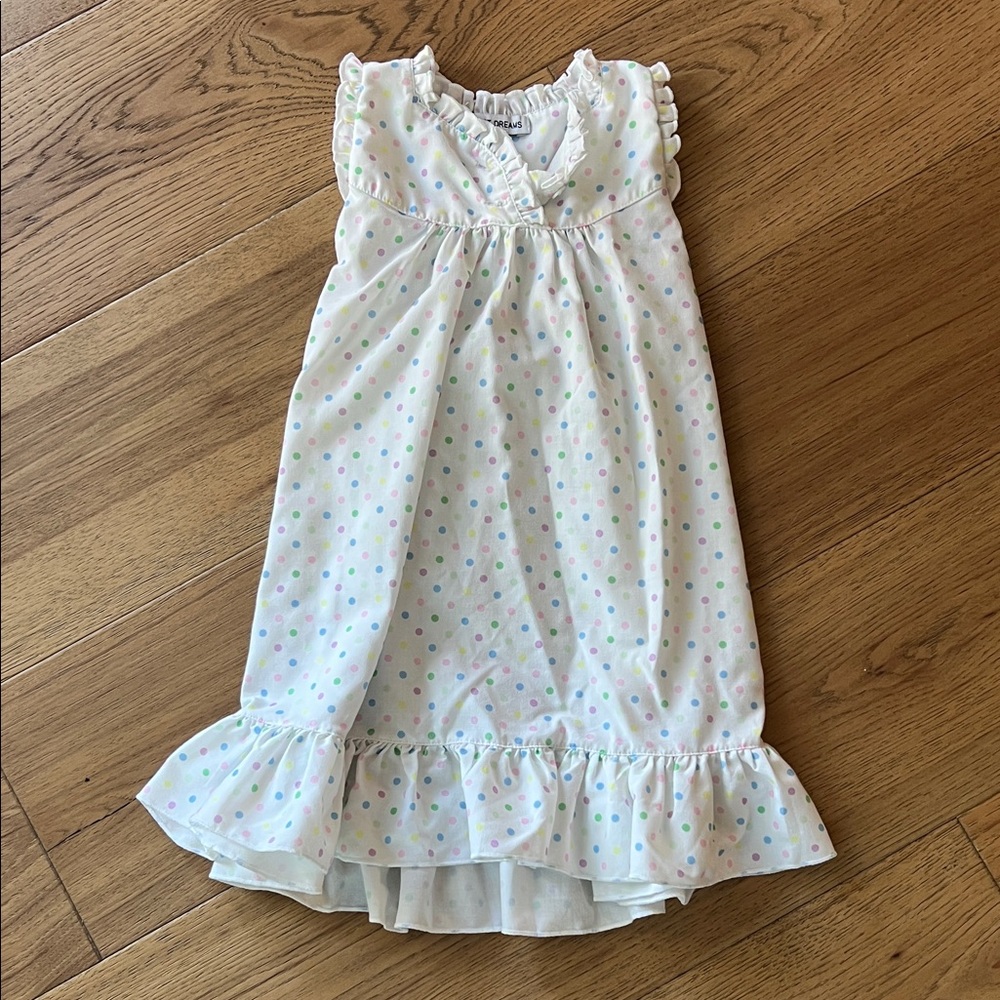 Sweet Dreams White Nightgown with Colorful Polka Dots